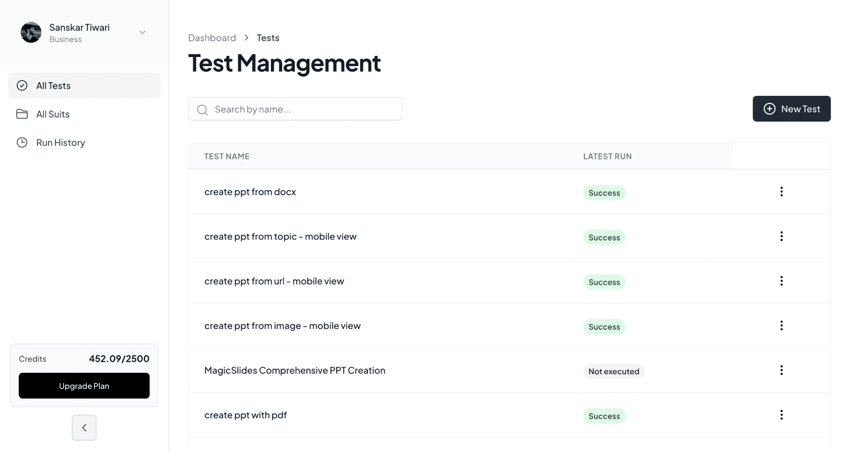 AI Testing Platform - BrowsingBee Interface showing intelligent test automation